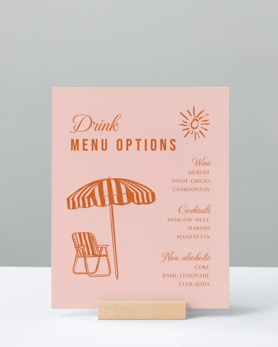 This is a 8" x 10" Bachelorette Party Thank You Card called Bach Beach Club printed in full color with Silver foil