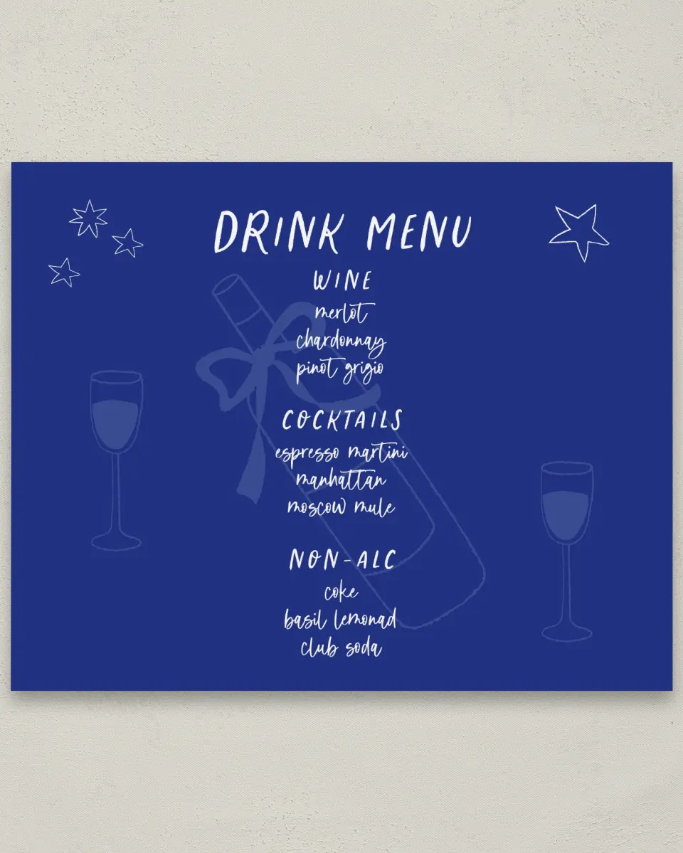 This is a 8" x 10" Bachelorette Party Thank You Card called Wine & Boards printed in full color