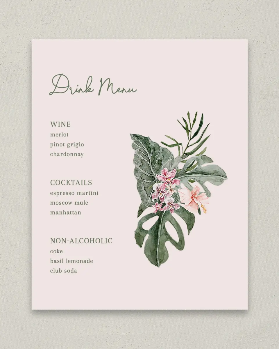 This is a 8" x 10" Bachelorette Party Thank You Card called Idyllic Island printed in full color