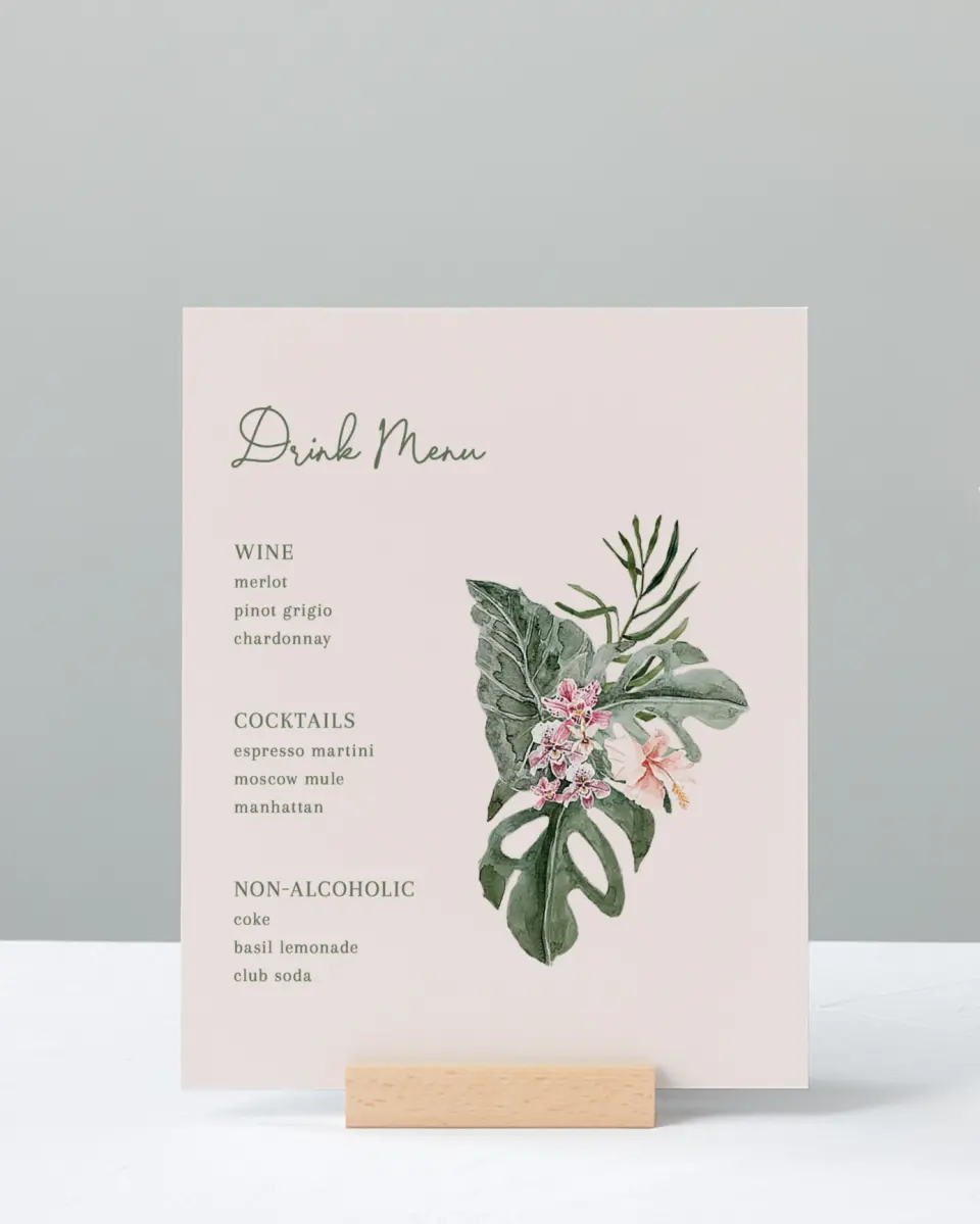 This is a 8" x 10" Bachelorette Party Thank You Card called Idyllic Island printed in full color with Silver foil