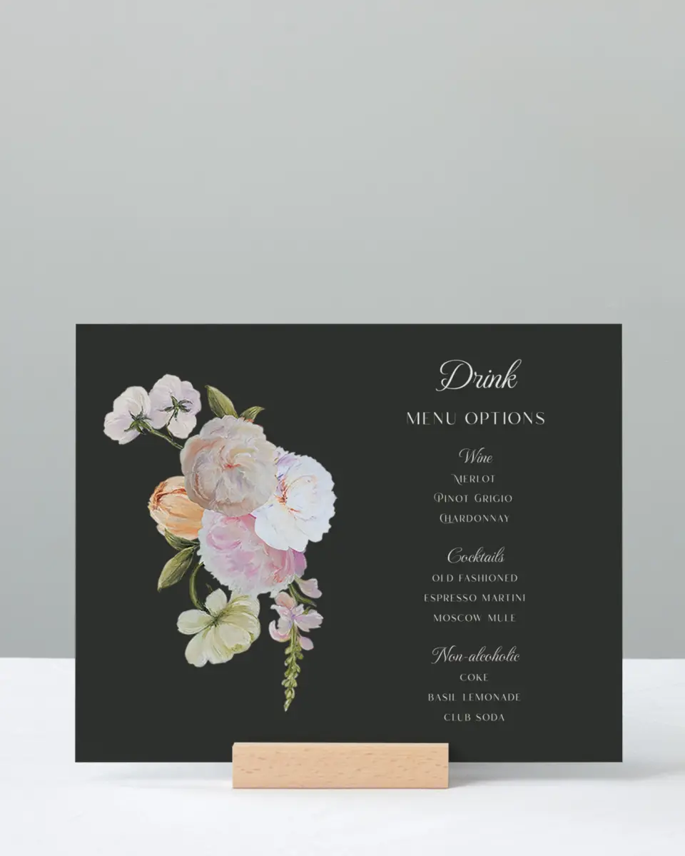 This is a 8" x 10" Bachelorette Party Thank You Card called Floral Feels printed in full color with Silver foil