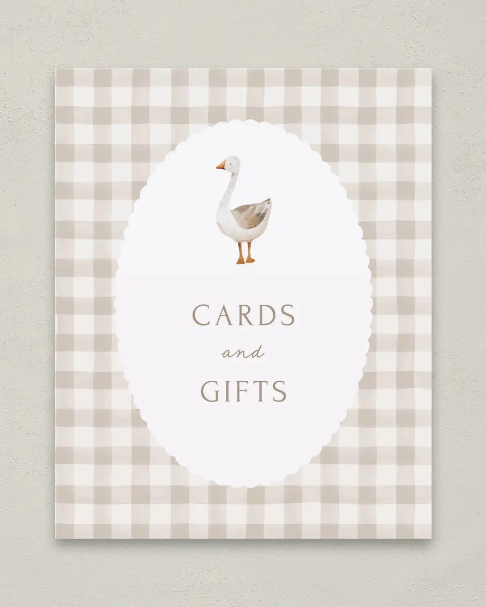 This is a 8" x 10" Cards & Gifts Baby Shower Sign called Mother Goose printed in full color