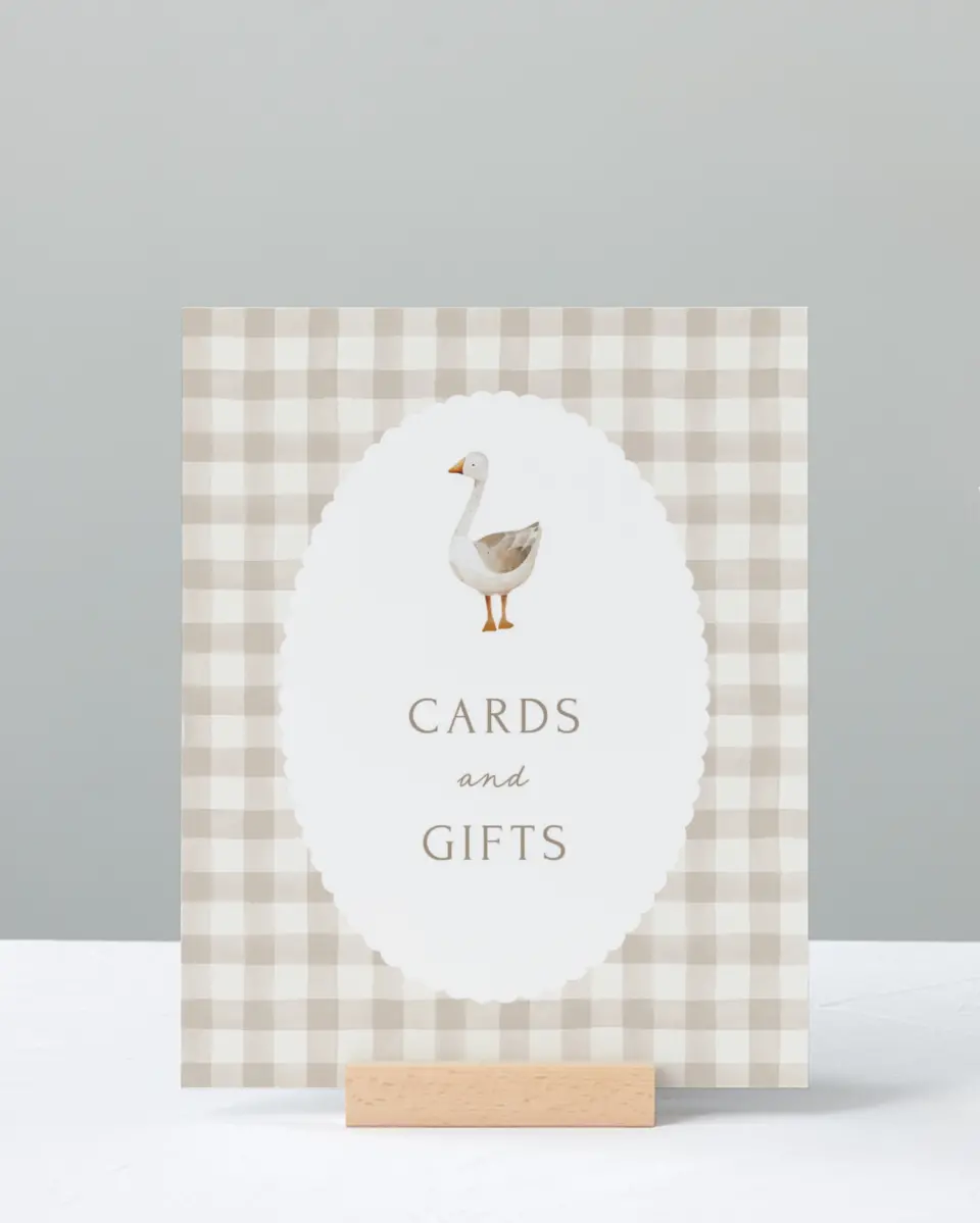 This is a 8" x 10" Cards & Gifts Baby Shower Sign called Mother Goose printed in full color