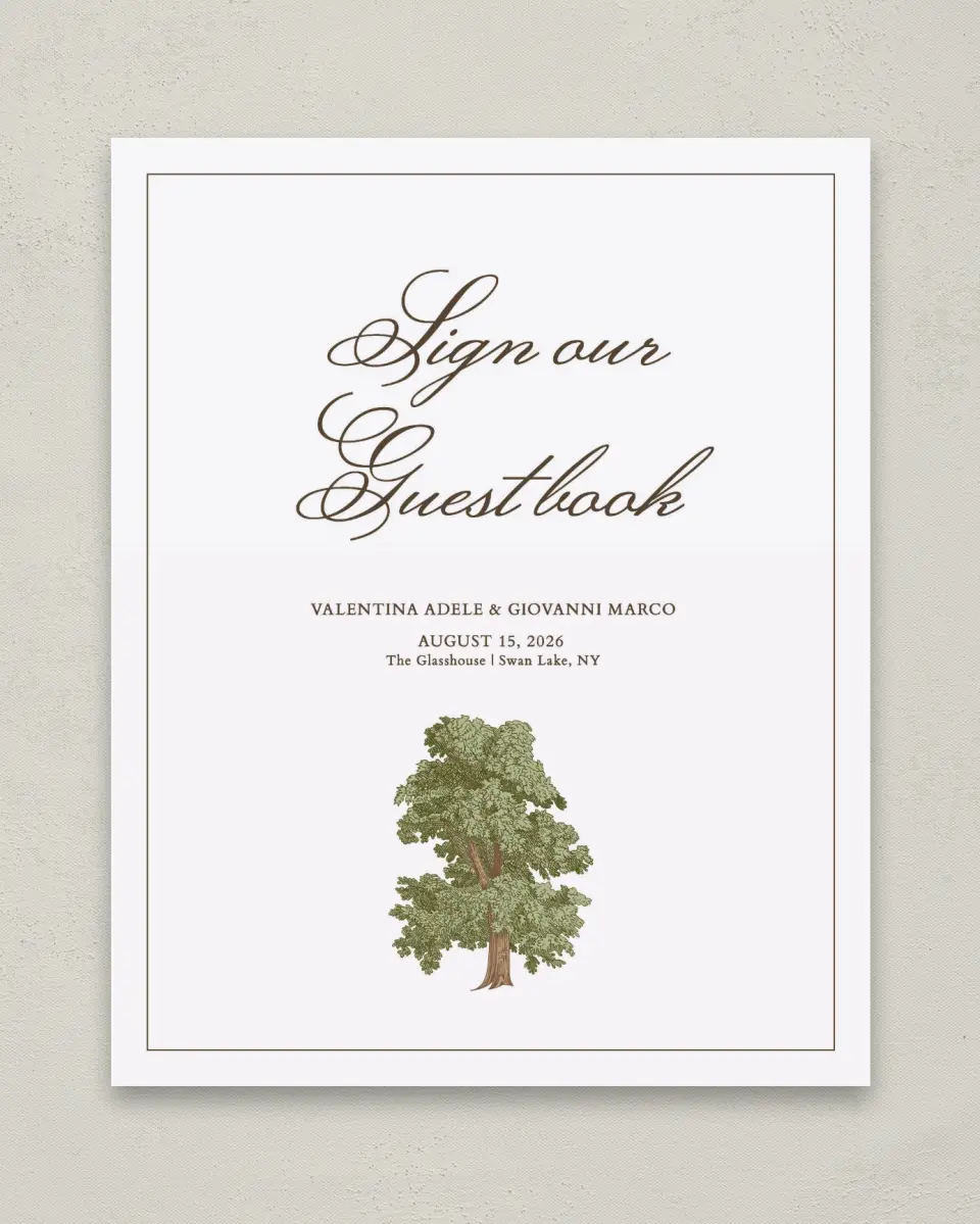 This is a 8" x 10" Guest Book Sign called Holloway printed in full color