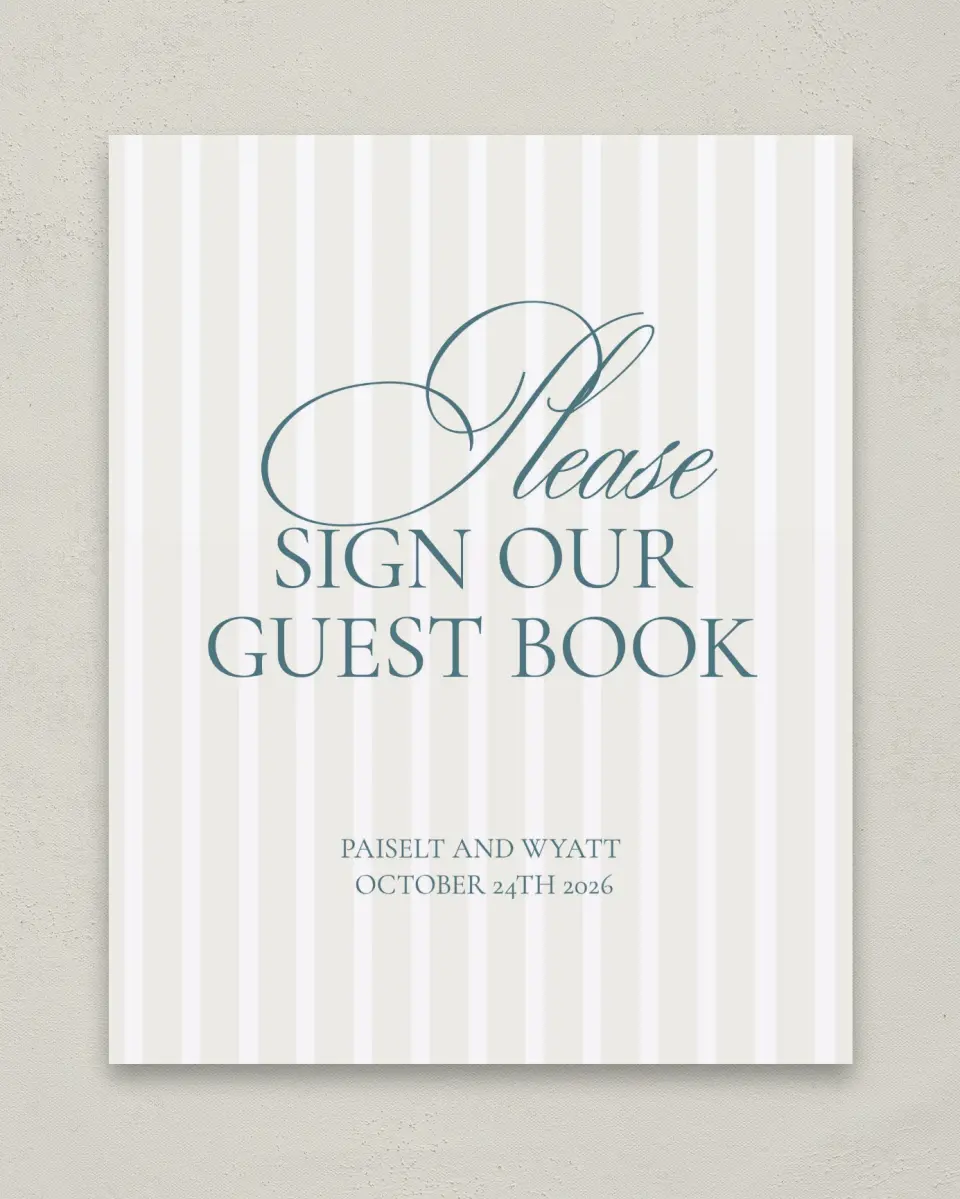 This is a 8" x 10" Guest Book Sign called Kensington printed in full color