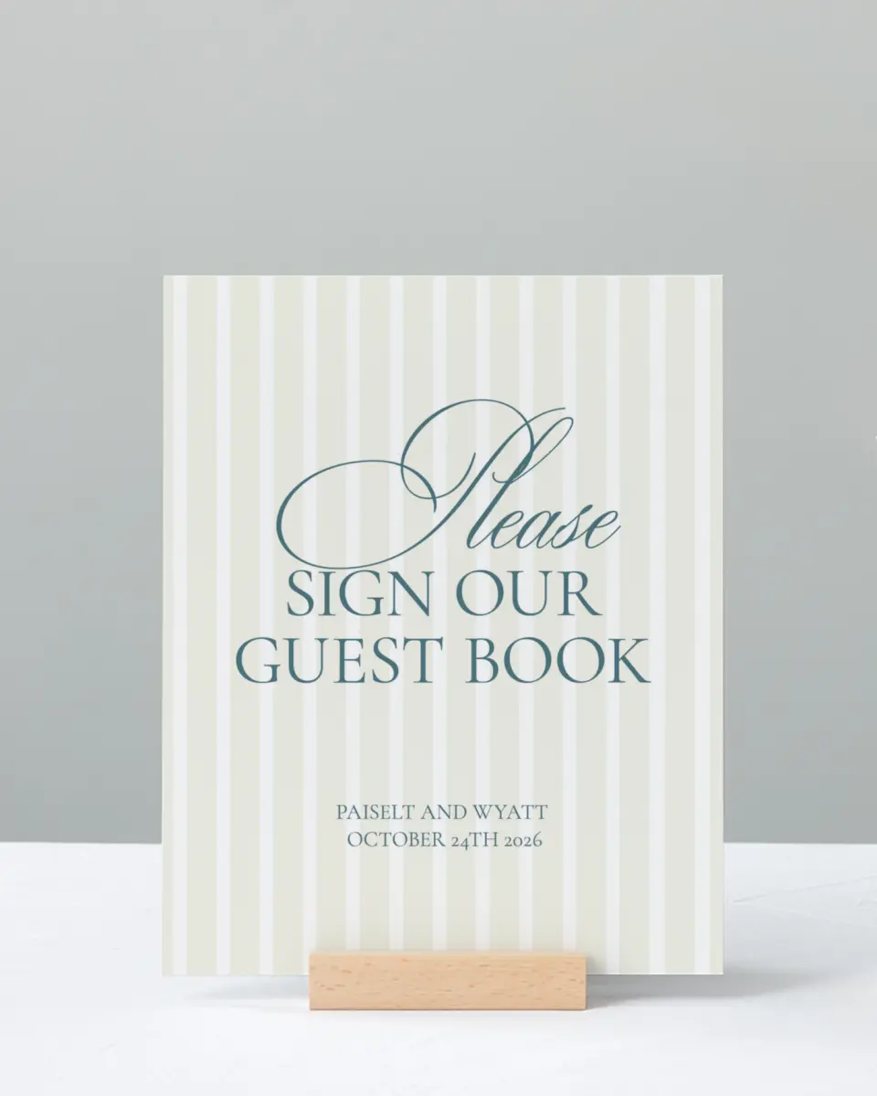 This is a 8" x 10" Guest Book Sign called Kensington printed in full color