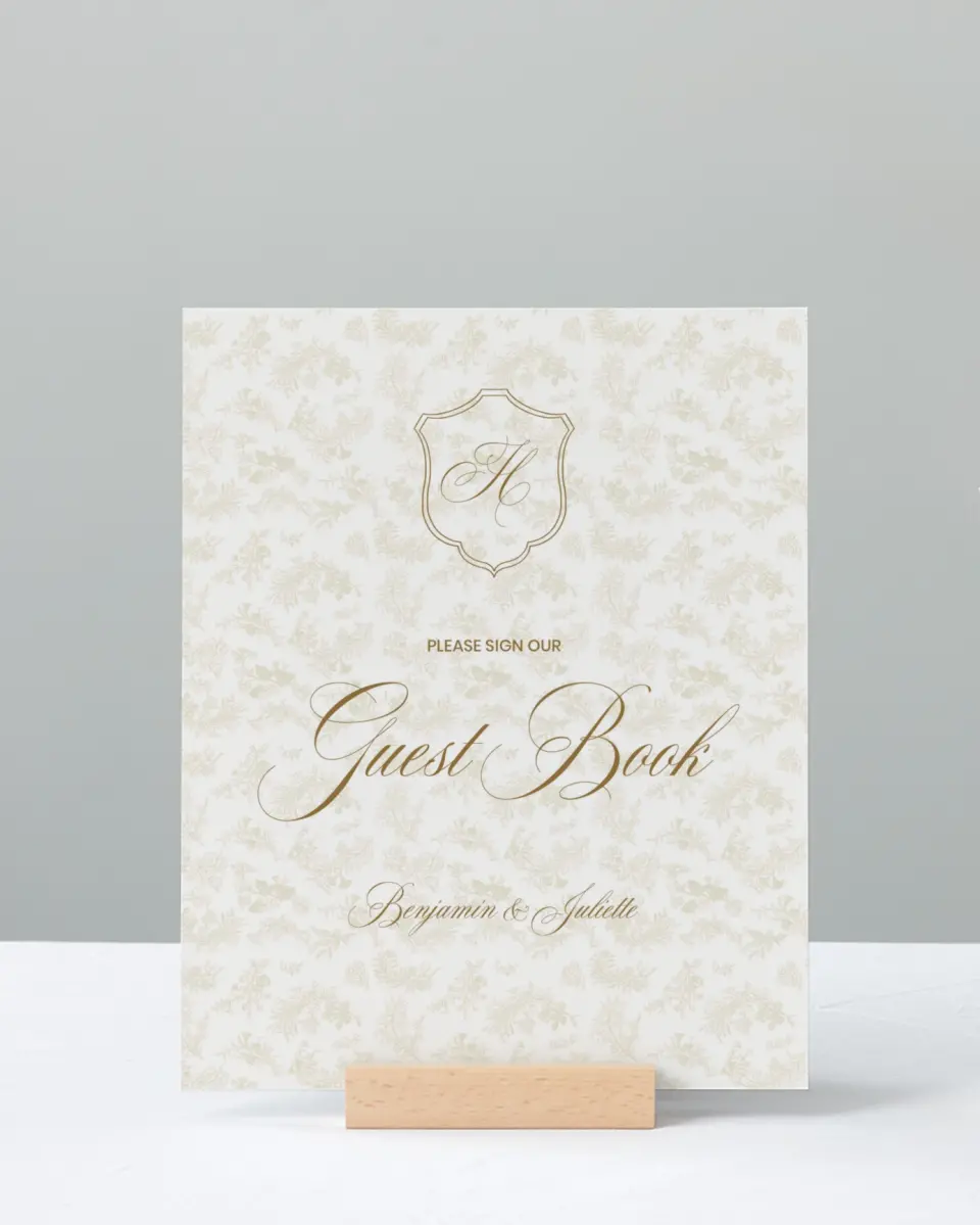 This is a 8" x 10" Guest Book Sign called Wayzata printed in full color with Silver foil