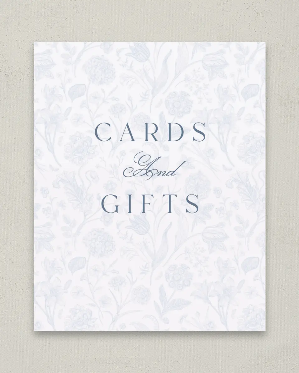 This is a 8" x 10" Cards & Gifts Baby Shower Sign called Blissful Blooms printed in full color