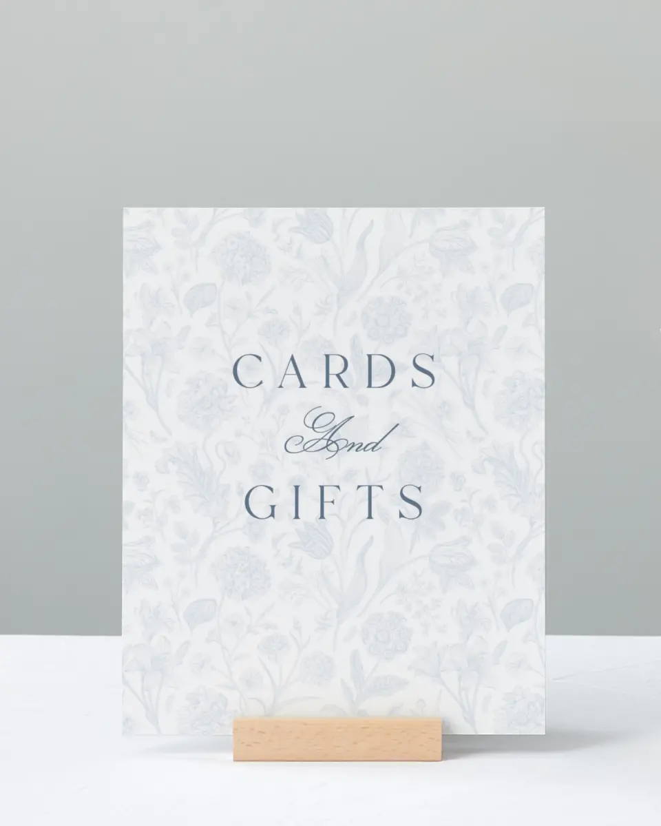 This is a 8" x 10" Cards & Gifts Baby Shower Sign called Blissful Blooms printed in full color