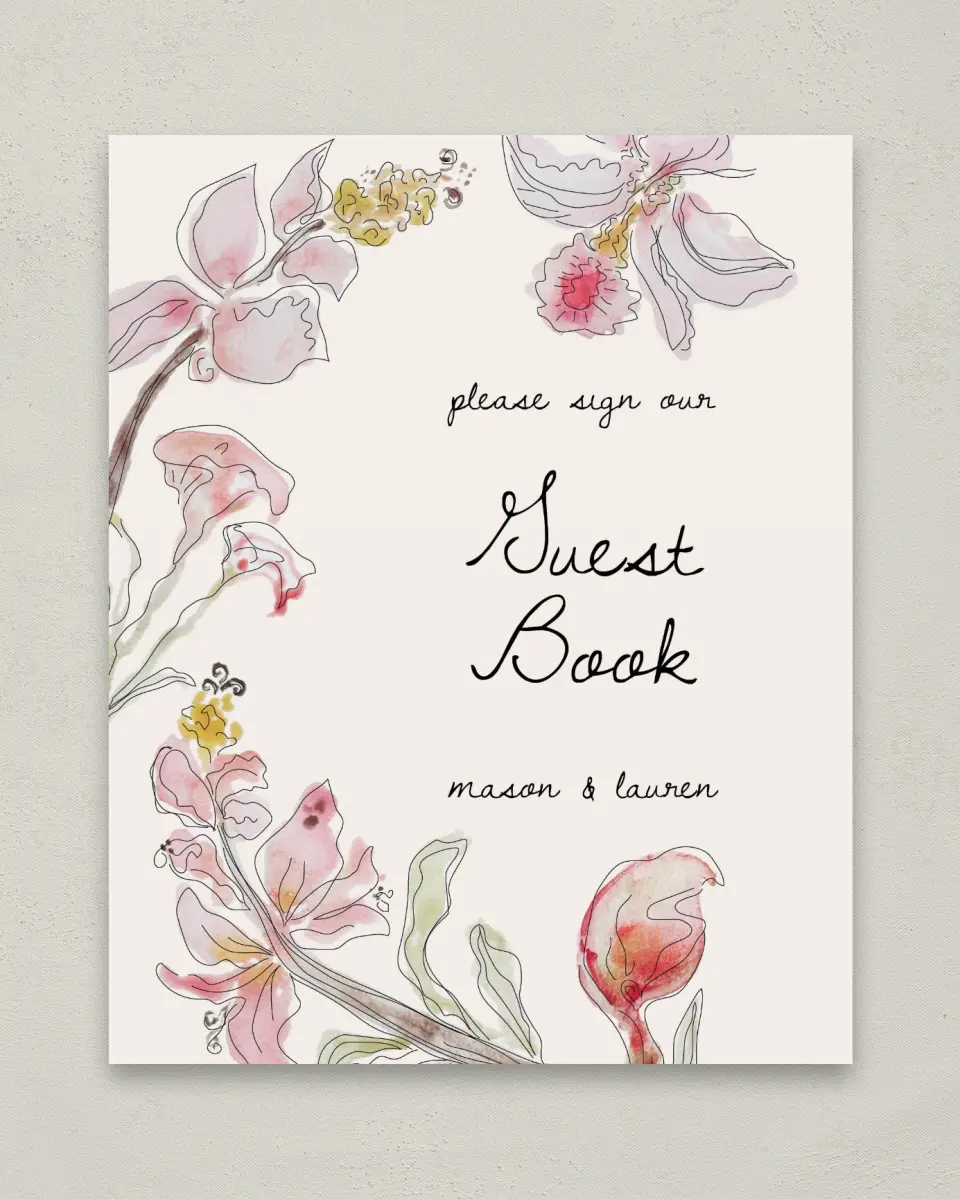 This is a 8" x 10" Guest Book Sign called Forever Bud printed in full color