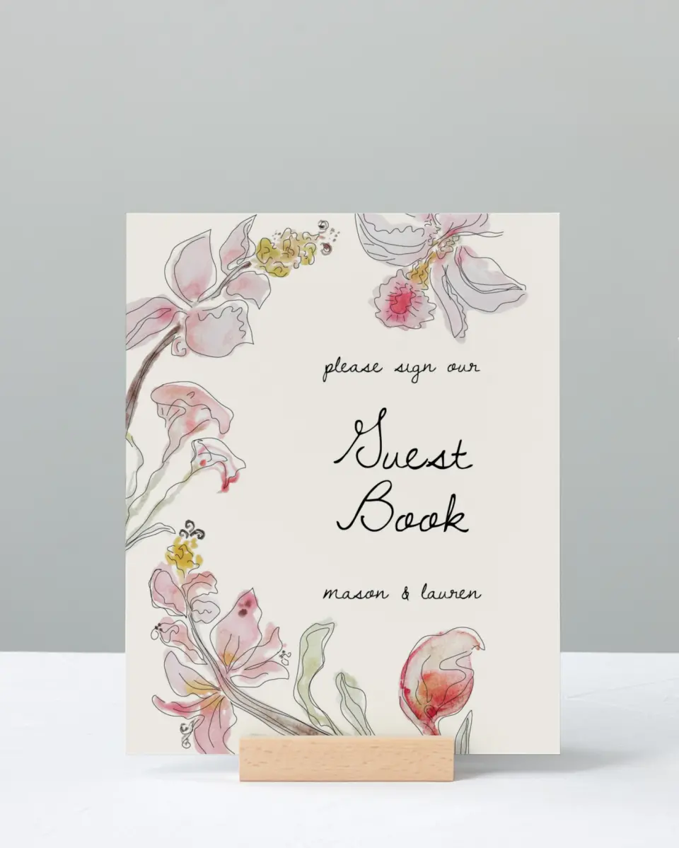 This is a 8" x 10" Guest Book Sign called Forever Bud printed in full color