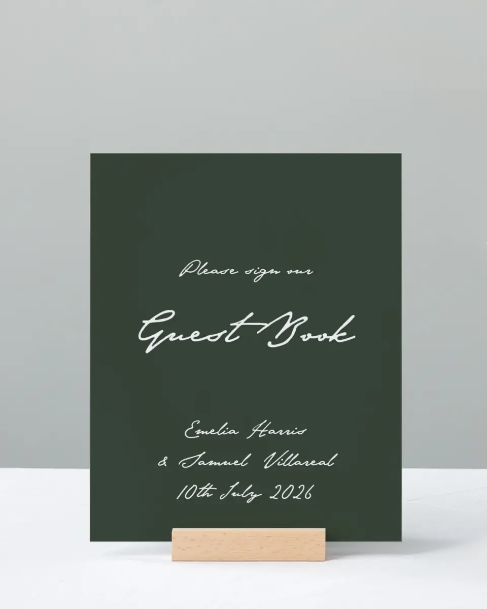 This is a 8" x 10" Guest Book Sign called With Love printed in full color