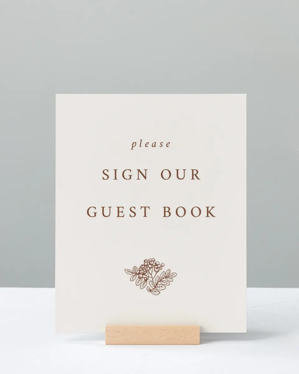 This is a 8" x 10" Guest Book Sign called Autumn Vow printed in full color
