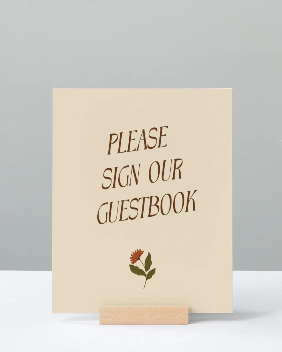 This is a 8" x 10" Guest Book Sign called Wild + Bright printed in full color