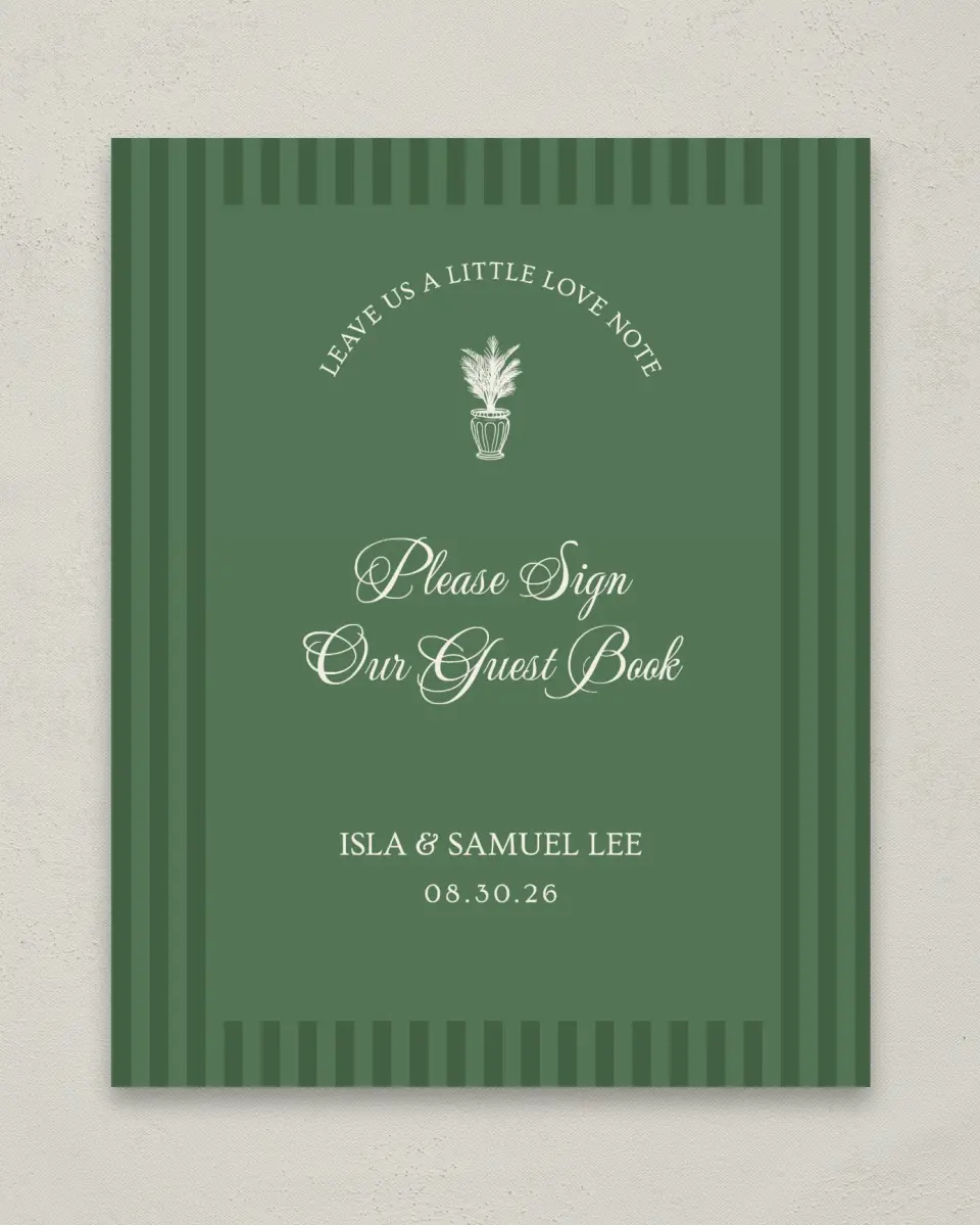 This is a 8" x 10" Guest Book Sign called Warwick printed in full color