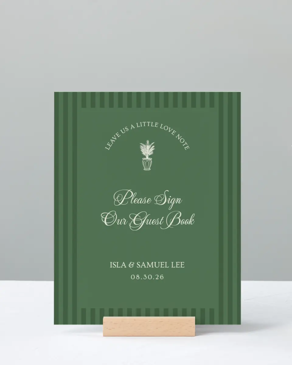 This is a 8" x 10" Guest Book Sign called Warwick printed in full color