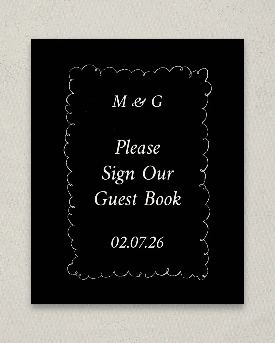 This is a 8" x 10" Guest Book Sign called Mi Amor printed in full color