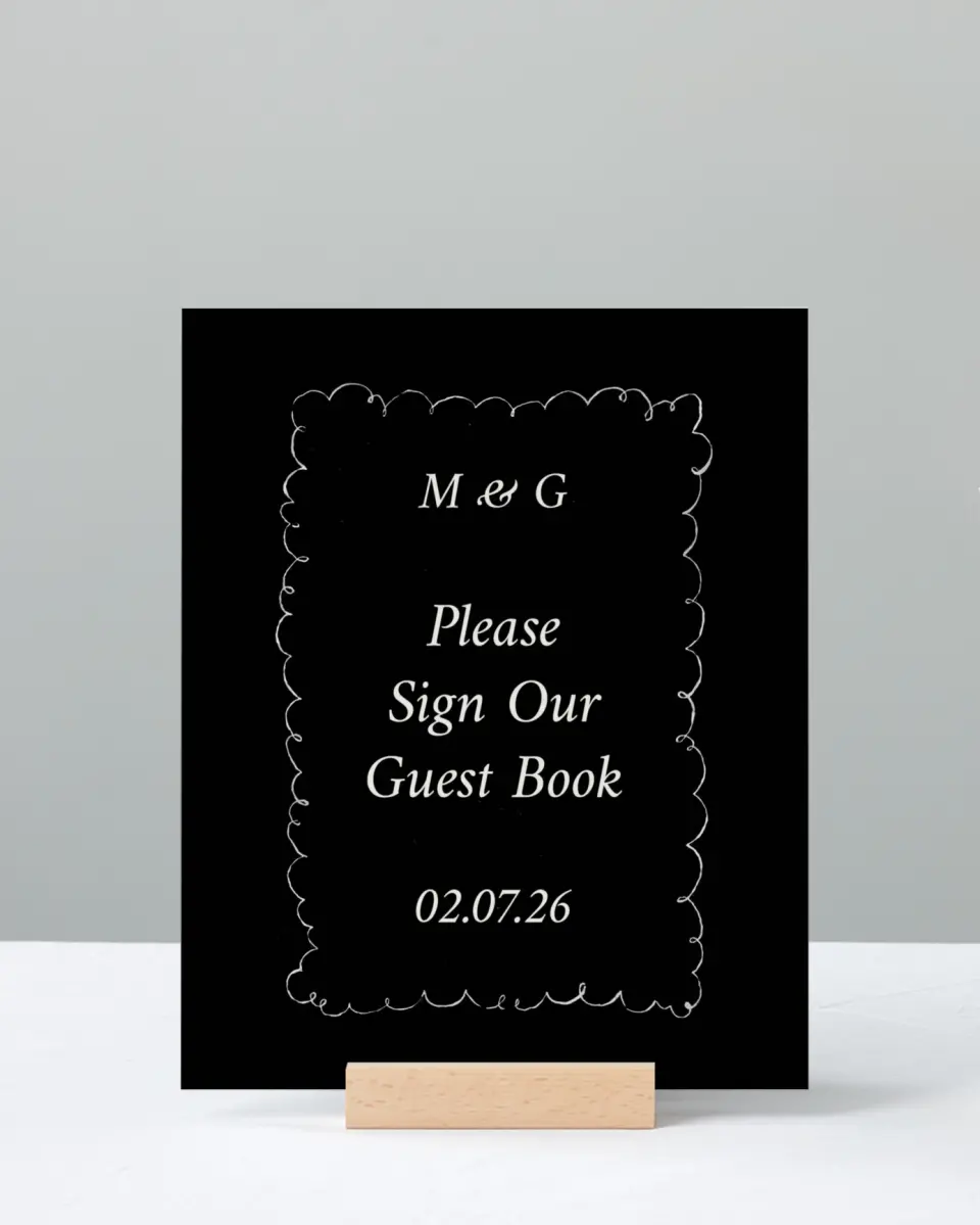 This is a 8" x 10" Guest Book Sign called Mi Amor printed in full color