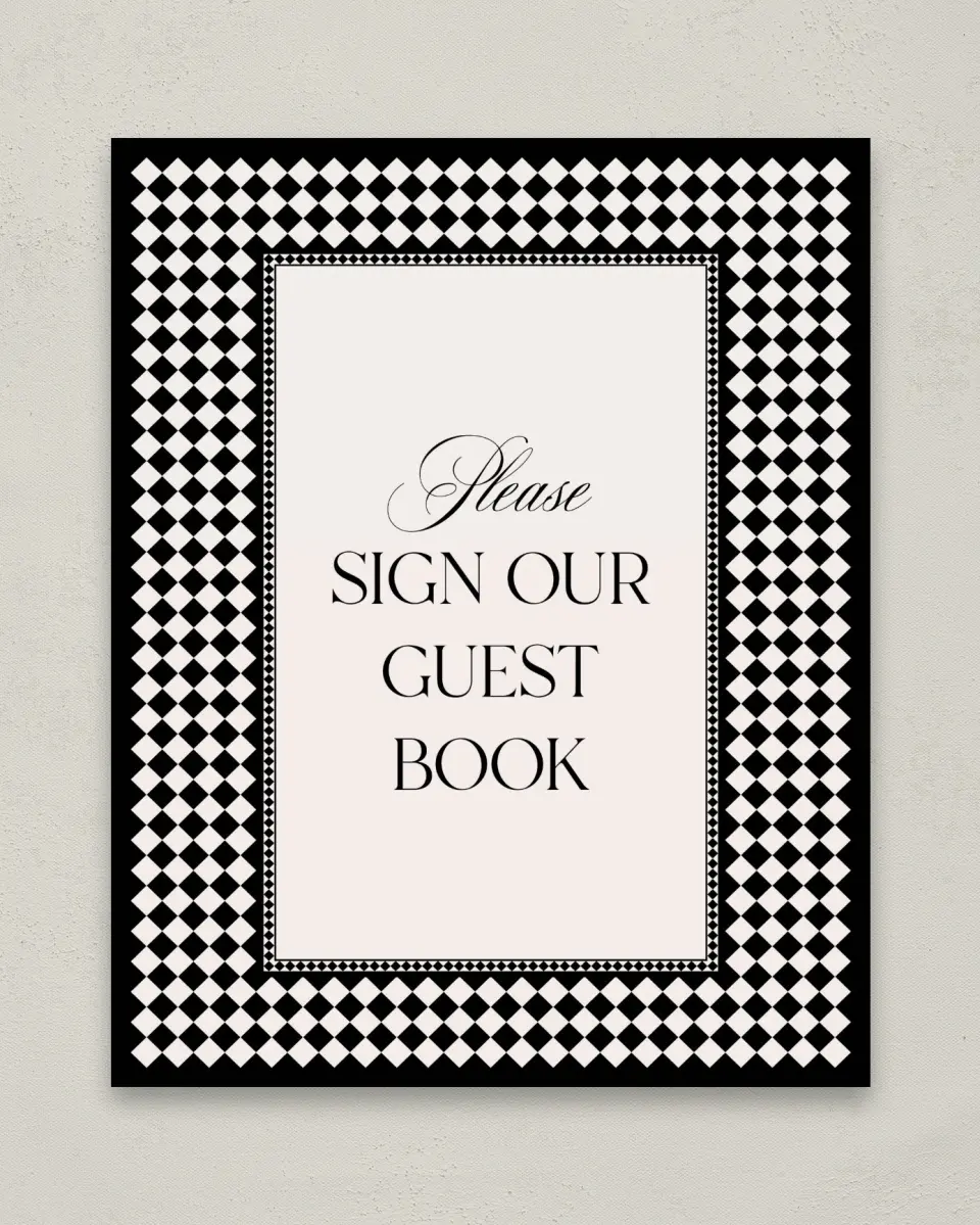 This is a 8" x 10" Guest Book Sign called Greenwich printed in full color