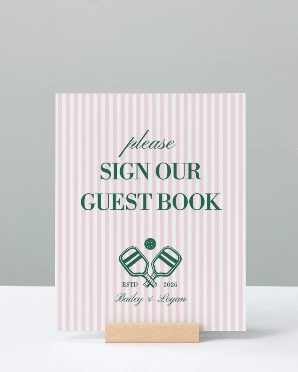 This is a 8" x 10" Guest Book Sign called Serving Up Forever printed in full color
