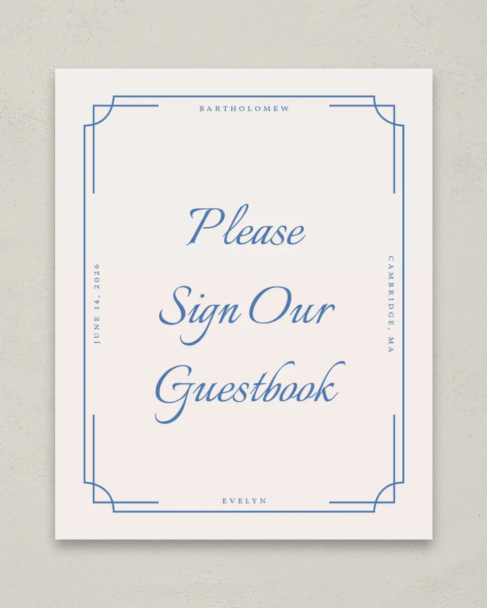 This is a 8" x 10" Guest Book Sign called Cambridge printed in full color