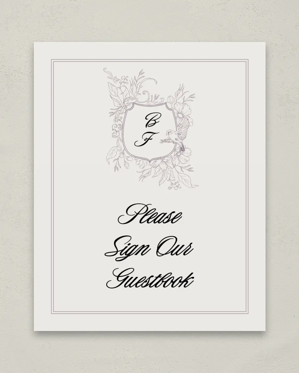 This is a 8" x 10" Guest Book Sign called Charleston printed in full color