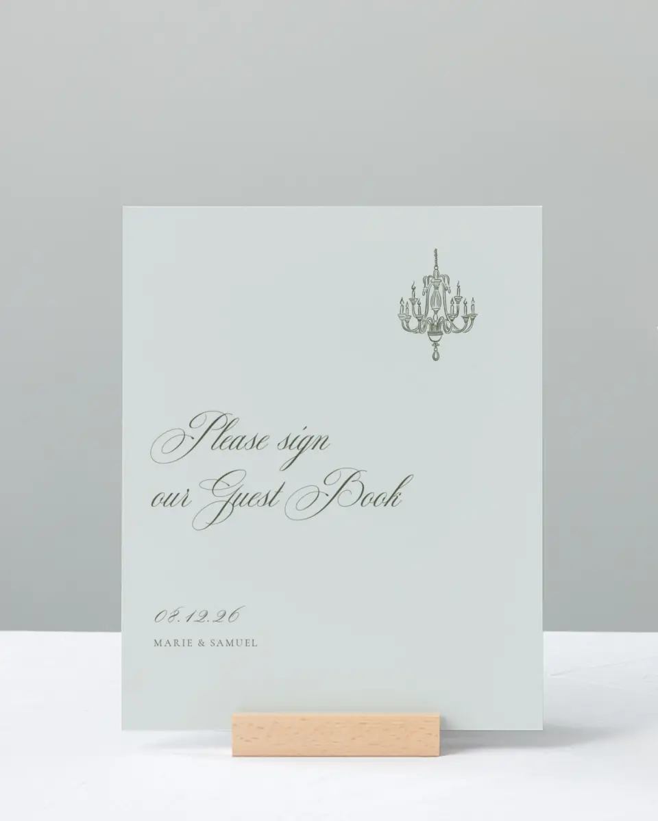 This is a 8" x 10" Guest Book Sign called Foxfire printed in full color with Silver foil