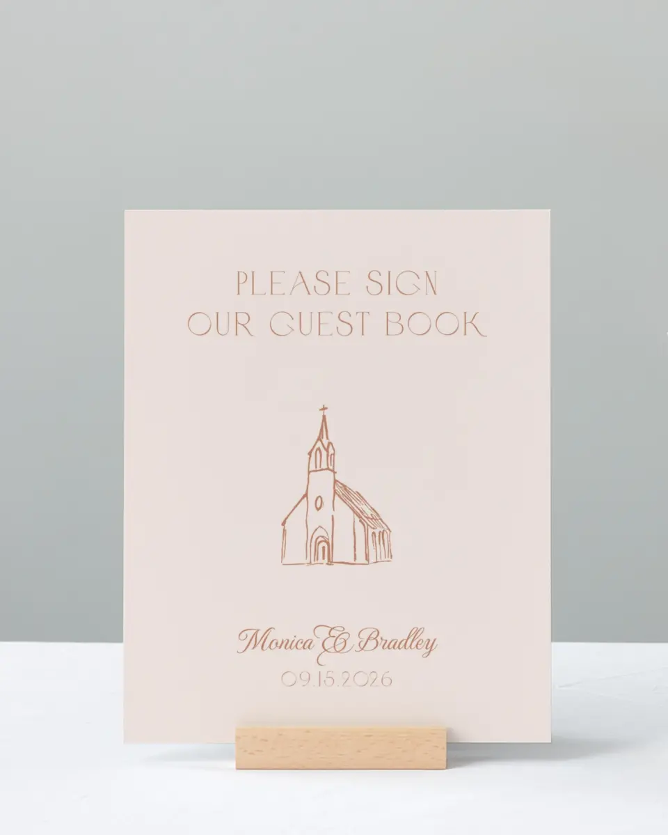 This is a 8" x 10" Guest Book Sign called Bridgetown printed in full color