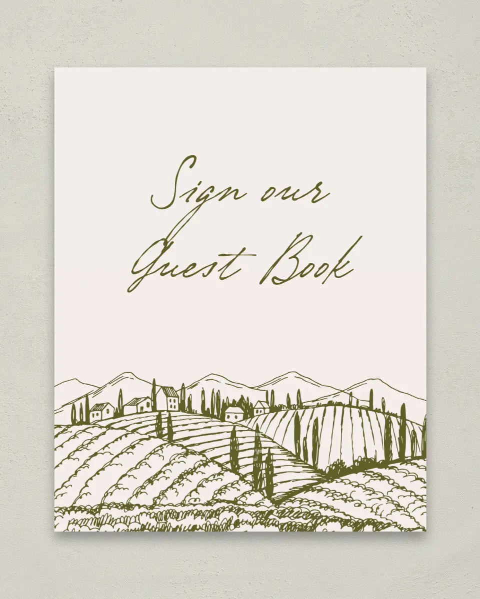 This is a 8" x 10" Guest Book Sign called Ivyhill printed in full color