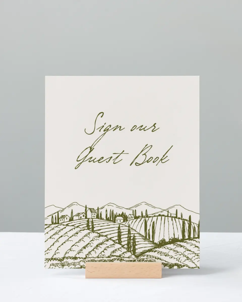 This is a 8" x 10" Guest Book Sign called Ivyhill printed in full color with Silver foil