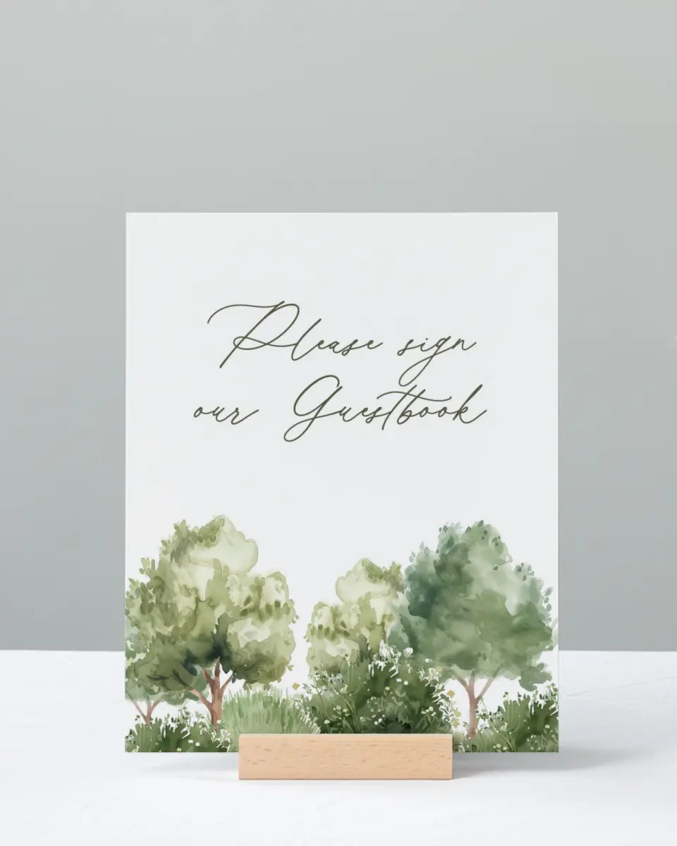This is a 8" x 10" Guest Book Sign called Willowmere printed in full color