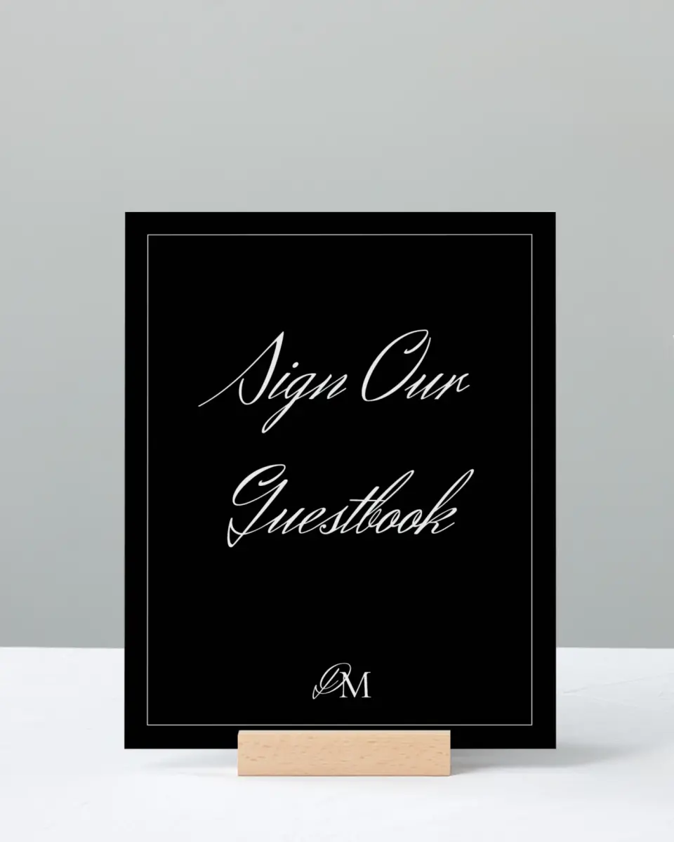 This is a 8" x 10" Guest Book Sign called Commonwealth Club printed in full color with Silver foil