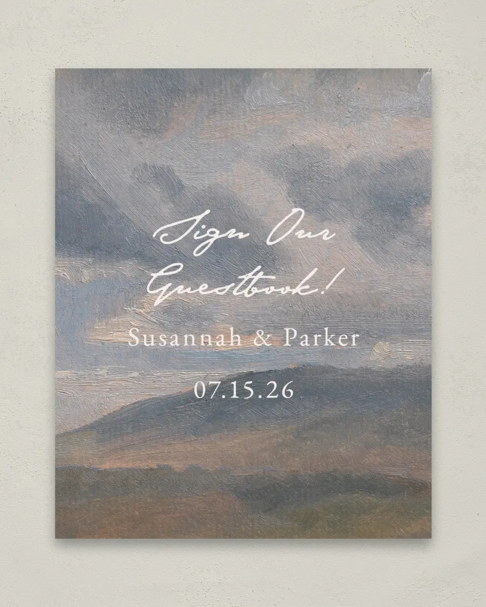 This is a 8" x 10" Guest Book Sign called Rosewood printed in full color