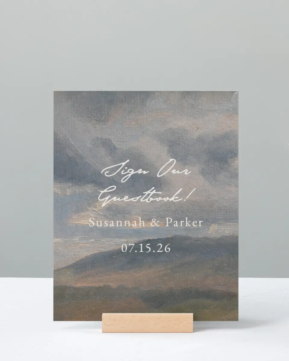 This is a 8" x 10" Guest Book Sign called Rosewood printed in full color