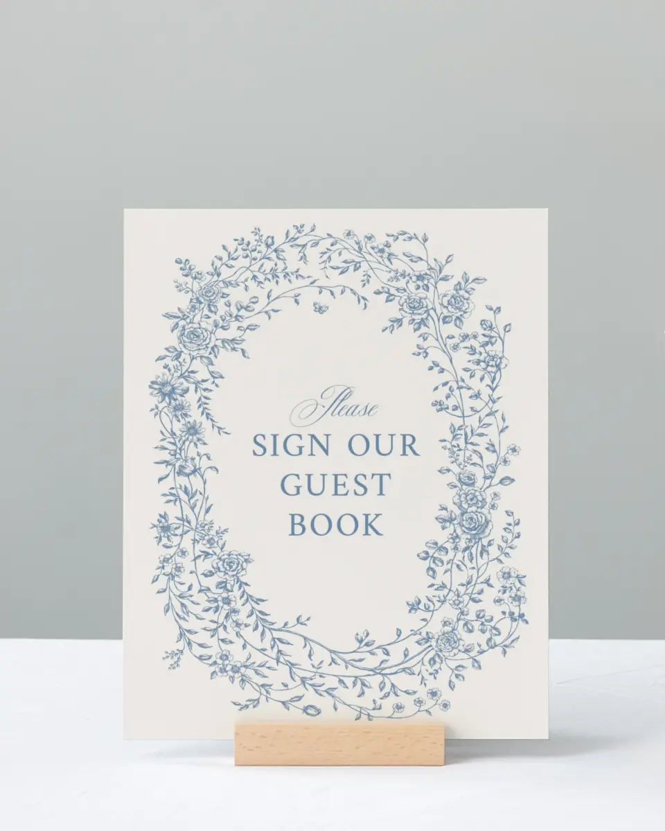 This is a 8" x 10" Guest Book Sign called Vintage Reverie printed in full color