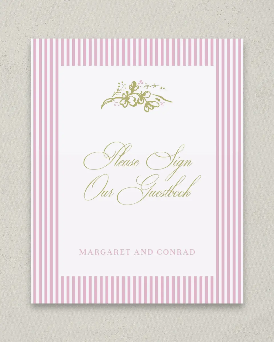 This is a 8" x 10" Guest Book Sign called Evening in Bloom printed in full color