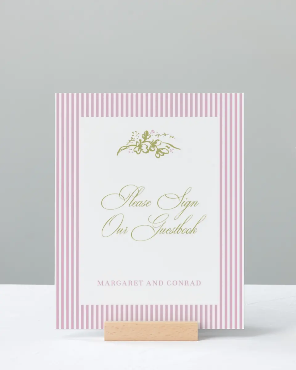 This is a 8" x 10" Guest Book Sign called Evening in Bloom printed in full color