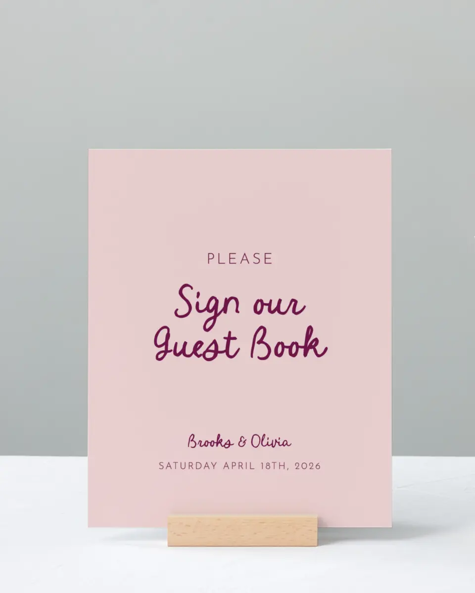 This is a 8" x 10" Guest Book Sign called Scalloped Elegance printed in full color