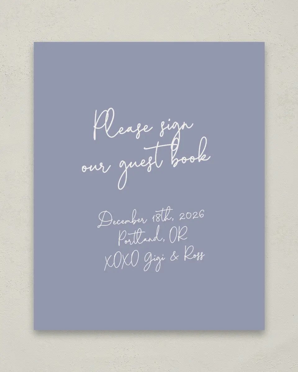 This is a 8" x 10" Guest Book Sign called Yours Truly printed in full color