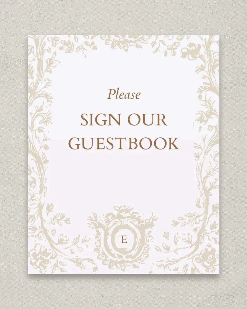 This is a 8" x 10" Guest Book Sign called Soft Branchlets printed in full color