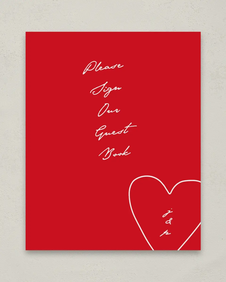 This is a 8" x 10" Guest Book Sign called With All Our Love printed in full color