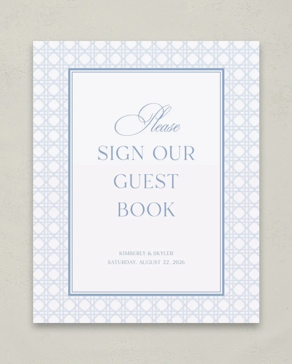 This is a 8" x 10" Guest Book Sign called Woven Serenity printed in full color