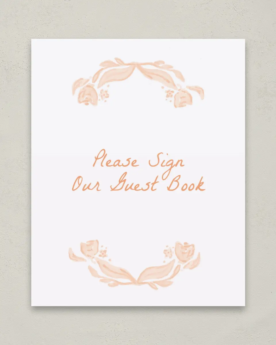 This is a 8" x 10" Guest Book Sign called Ever After Blooms printed in full color