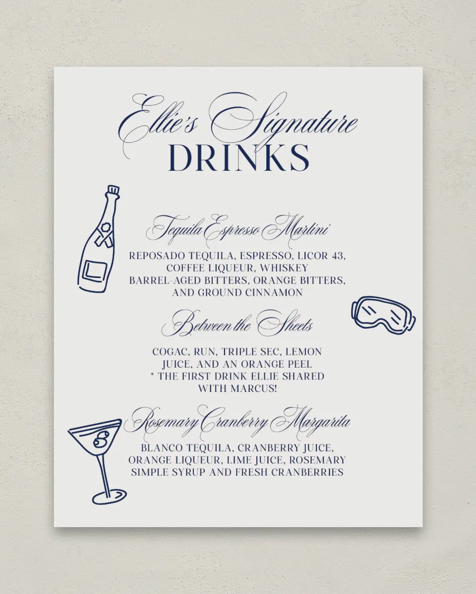 This is a 8" x 10" Bachelorette Party Thank You Card called Aprés Ski printed in full color