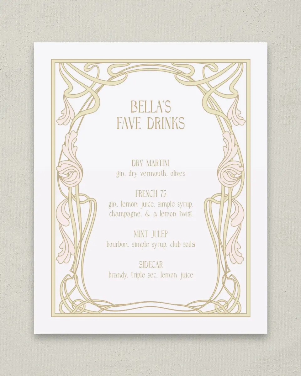 This is a 8" x 10" Bachelorette Party Thank You Card called Gatsby and The Girls printed in full color