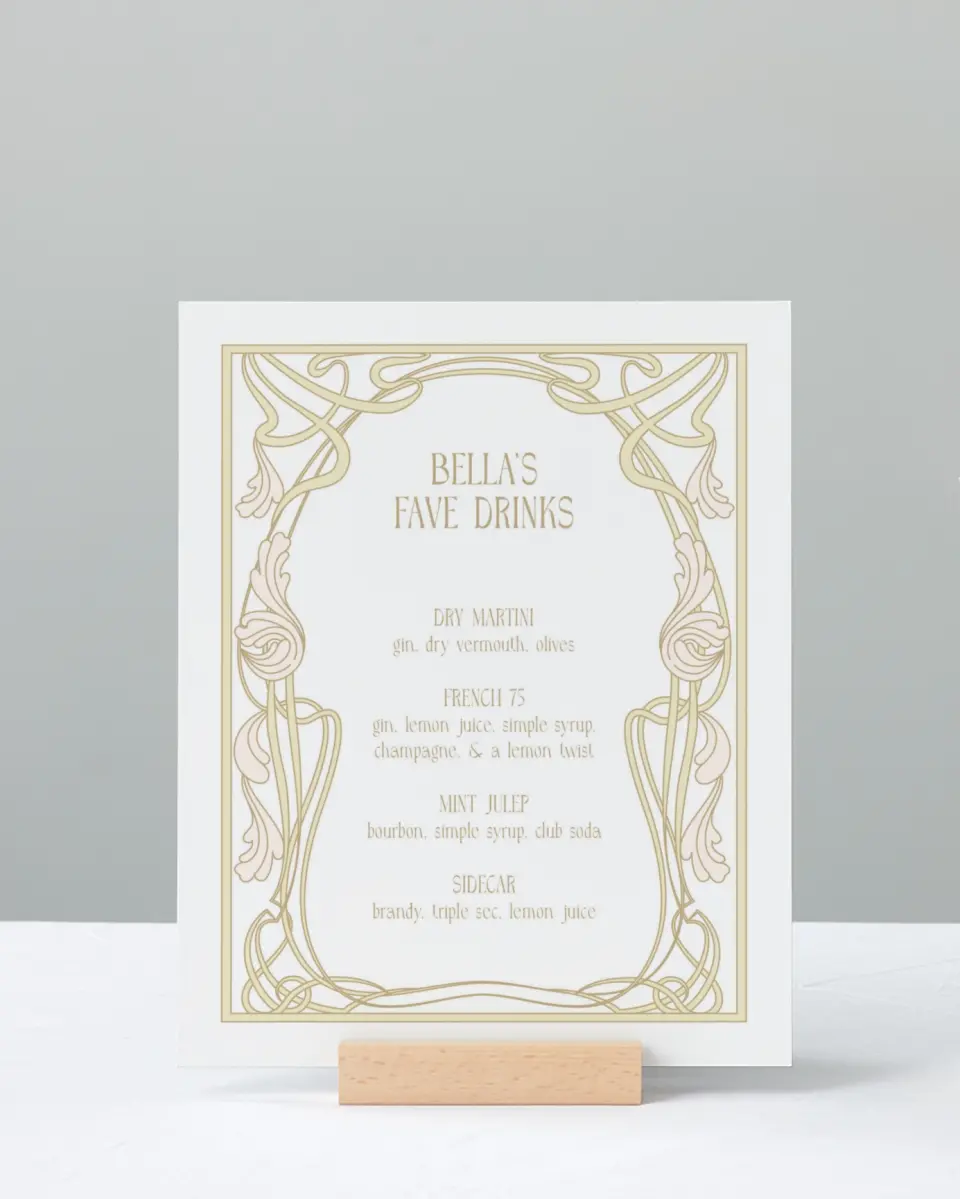This is a 8" x 10" Bachelorette Party Thank You Card called Gatsby and The Girls printed in full color with Silver foil