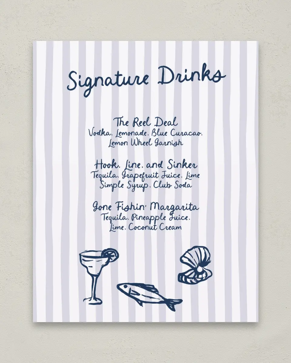 This is a 8" x 10" Bachelorette Party Thank You Card called She's a Catch printed in full color