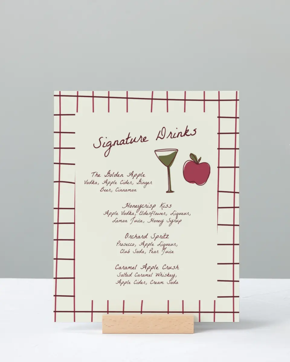 This is a 8" x 10" Bachelorette Party Thank You Card called Apple of His Eye printed in full color