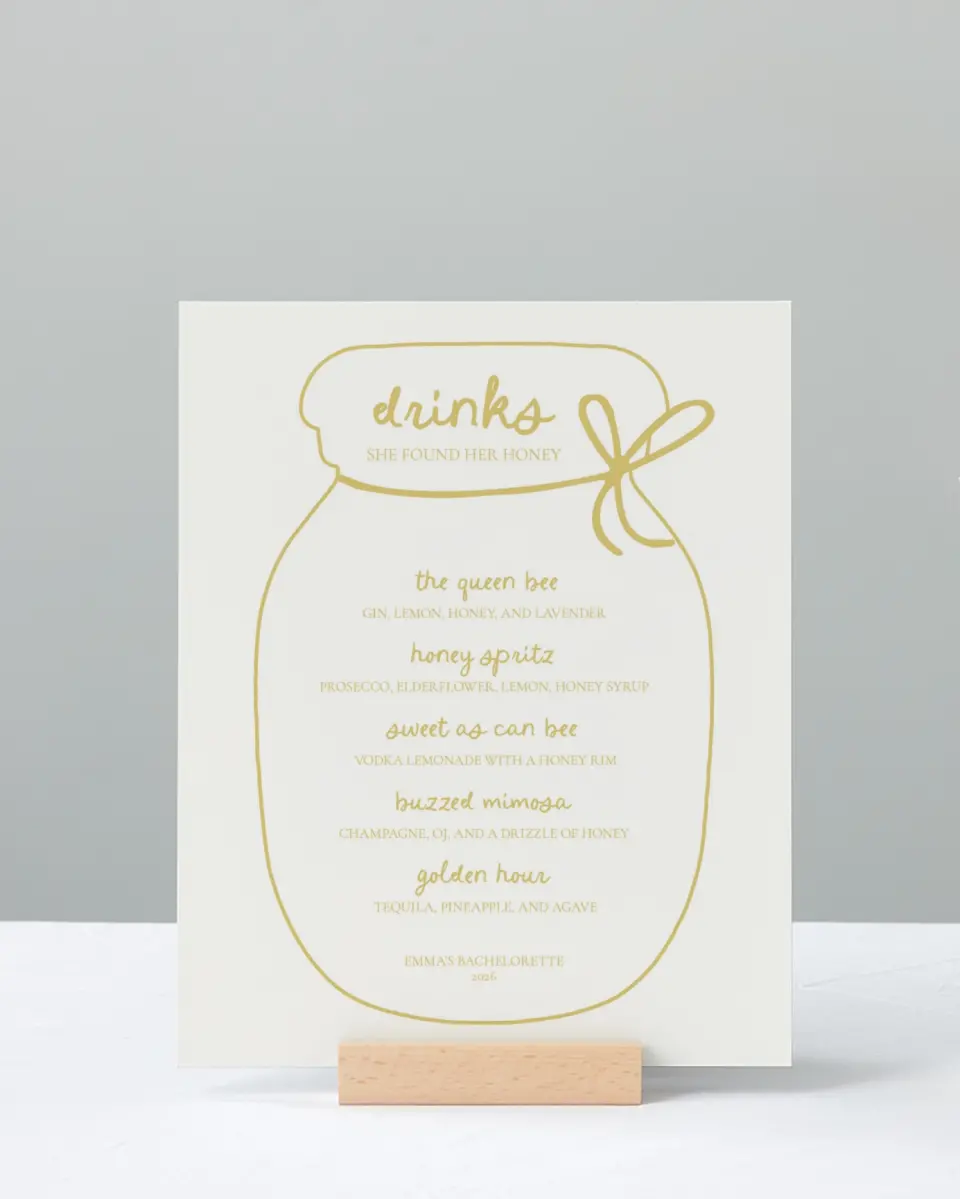 This is a 8" x 10" Bachelorette Party Thank You Card called She Found her Honey printed in full color