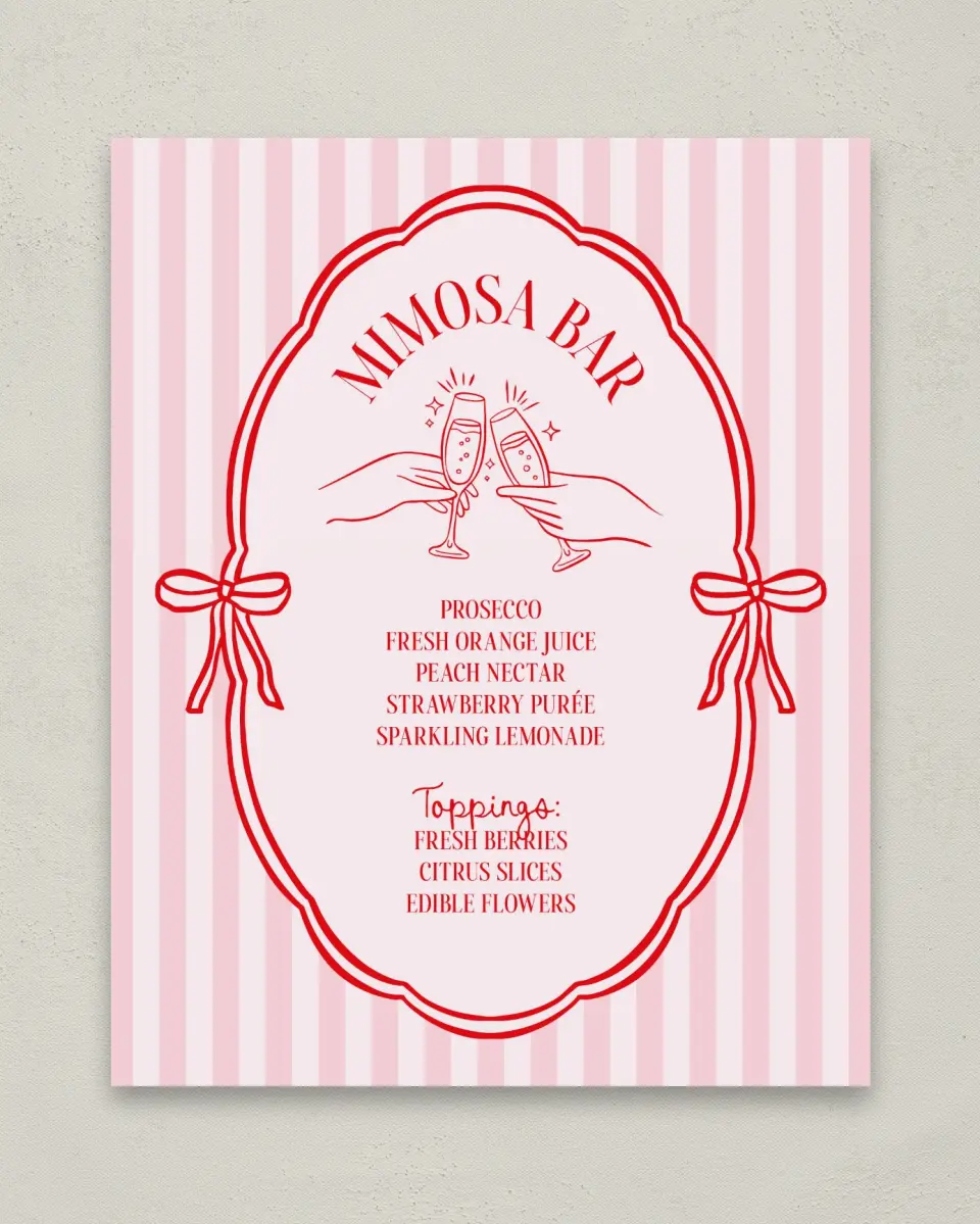 This is a 8" x 10" Bachelorette Party Thank You Card called PJs & Prosecco printed in full color